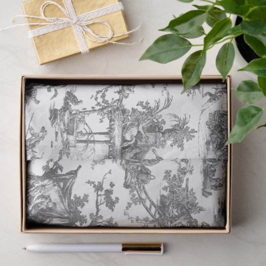  Rustisch Boerderij Frans Toile-Black & White Tissuepapier (Geschenk)