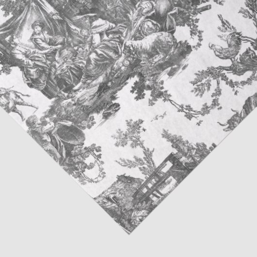  Rustisch Boerderij Frans Toile-Black & White Tissuepapier (Detail)