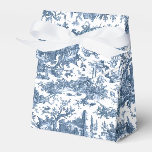 Rustisch Boerderij Frans Toile-Blue en White Bedankdoosjes (Voorkant Zijde)