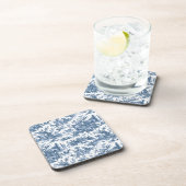 Rustisch Boerderij Frans Toile-Blue en White Bier Onderzetter (Rechterzijde)