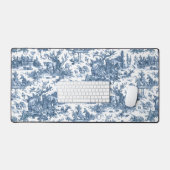 Rustisch Boerderij Frans Toile-Blue en White Bureaumat (Keyboard & Muis)