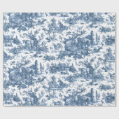 Rustisch Boerderij Frans Toile-Blue en White Cadeaupapier (Vlak)