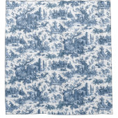  Rustisch Boerderij Frans Toile-Blue en White Douchegordijn (Voorkant)