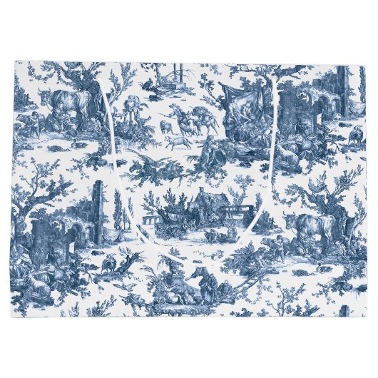  Rustisch Boerderij Frans Toile-Blue en White Groot Cadeauzakje (Achterkant)