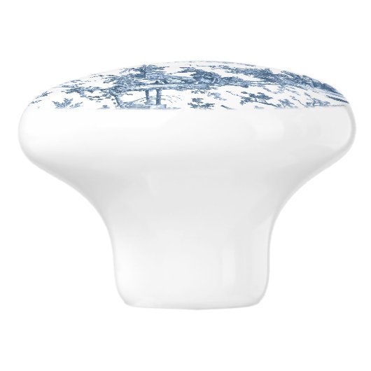Rustisch Boerderij Frans Toile-Blue en White Keramische Knop (Zijkant)