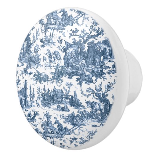  Rustisch Boerderij Frans Toile-Blue en White Keramische Knop (Rechts)