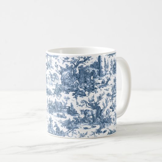  Rustisch Boerderij Frans Toile-Blue en White Koffiemok (Voorkant rechts)