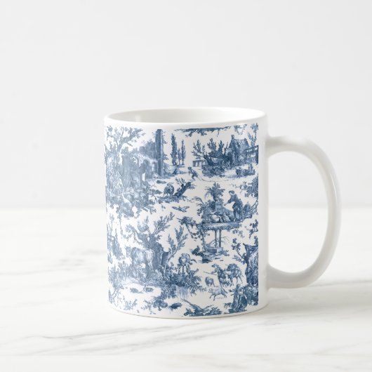  Rustisch Boerderij Frans Toile-Blue en White Koffiemok (Rechts)