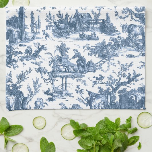  Rustisch Boerderij Frans Toile-Blue en White Theedoek (Gevouwen)