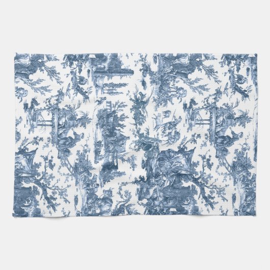  Rustisch Boerderij Frans Toile-Blue en White Theedoek (Horizontaal)