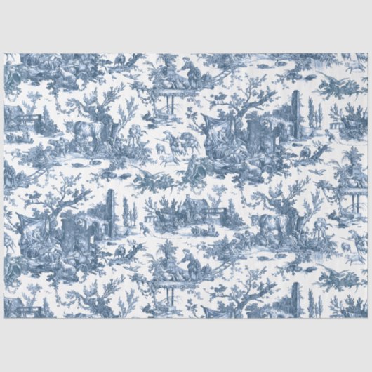 Rustisch Boerderij Frans Toile-Blue en White Tissuepapier (Voorkant)