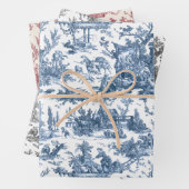  Rustisch Boerderij Frans Toile-Blue, Red, Black Inpakpapier Vel (In situ)