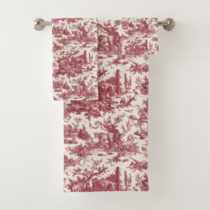 Rustisch Boerderij Frans Toile-Red & Tan Bad Handdoek