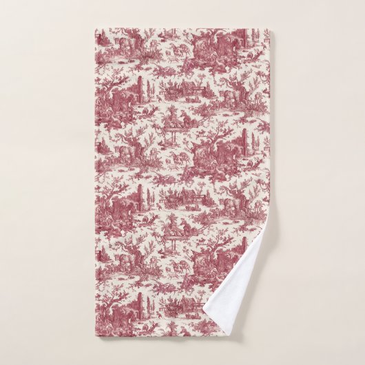  Rustisch Boerderij Frans Toile-Red & Tan Bad Handdoek (Handdoek)