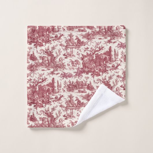  Rustisch Boerderij Frans Toile-Red & Tan Bad Handdoek (Wasdoekje)