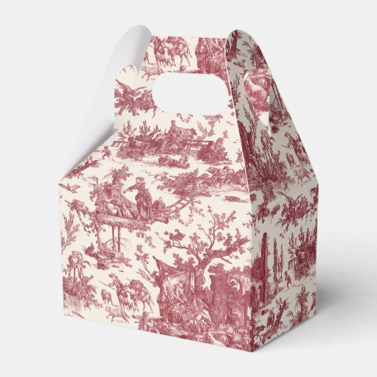  Rustisch Boerderij Frans Toile-Red & Tan Bedankdoosjes (Achterkant)