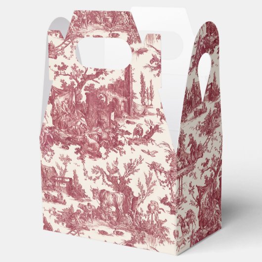 Rustisch Boerderij Frans Toile-Red & Tan Bedankdoosjes (Geopend)