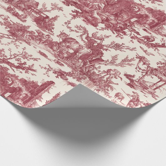  Rustisch Boerderij Frans Toile-Red & Tan Cadeaupapier (Hoek)