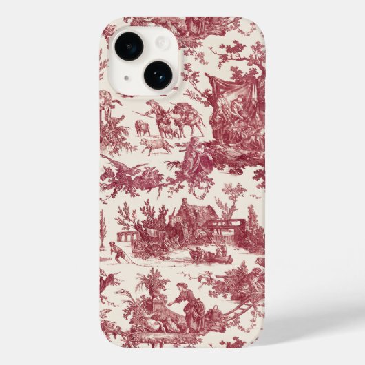  Rustisch Boerderij Frans Toile-Red & Tan Case-Mate iPhone Case (Achterkant)