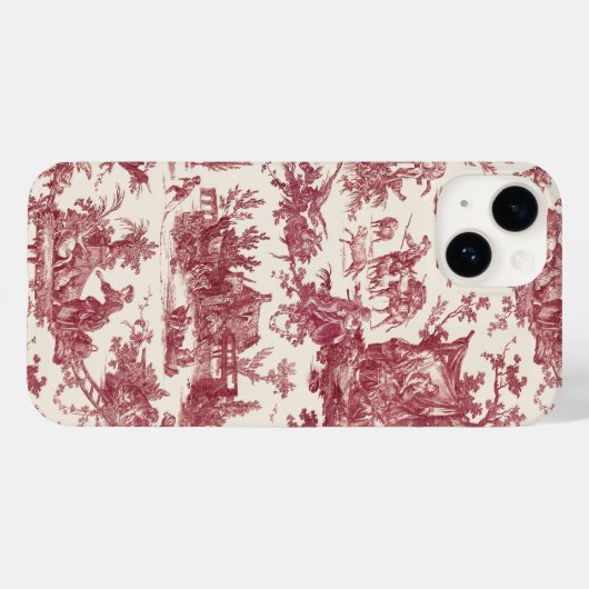  Rustisch Boerderij Frans Toile-Red & Tan Case-Mate iPhone Case (Achterkant (horizontaal))