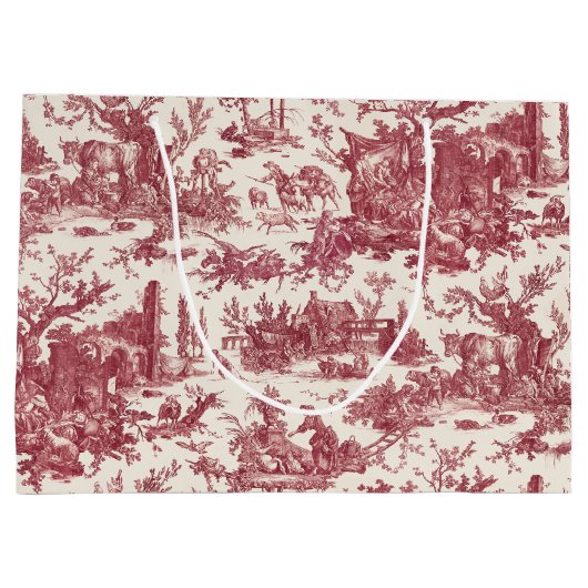  Rustisch Boerderij Frans Toile-Red & Tan Groot Cadeauzakje (Achterkant)