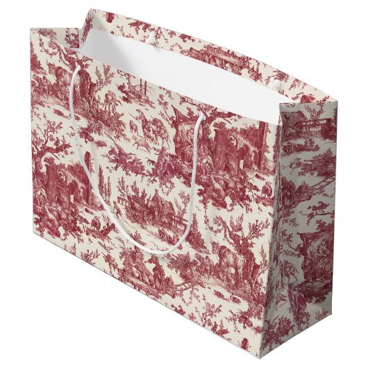 Rustisch Boerderij Frans Toile-Red & Tan Groot Cadeauzakje (Achterkant Gekanteld)