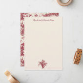 Rustisch Boerderij Frans Toile-Red & Tan Notitiekaartje (Voorkant / Achterkant in situ)