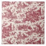 Rustisch Boerderij Frans Toile-Red & Tan Tegeltje<br><div class="desc">Dit prachtige  Franse toile de jouy-patroon van ca. 1780 heeft beelden van het vrolijke leven van het rustige boerderij,  met inbegrip van dieren,  oude ruïnes,  huisjes en boeren die werken en spelen in boeroendrood en bruin.</div>