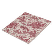 Rustisch Boerderij Frans Toile-Red & Tan Tegeltje (Zijkant)