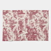 Rustisch Boerderij Frans Toile-Red & Tan Theedoek (Horizontaal)