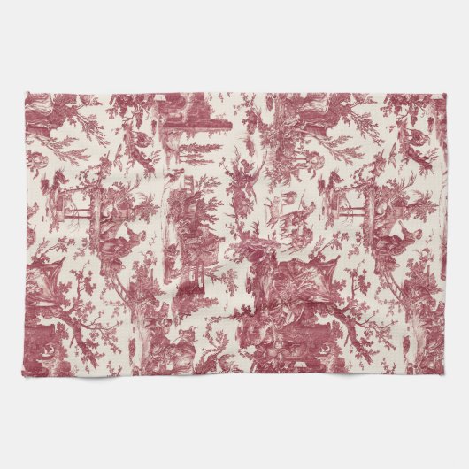  Rustisch Boerderij Frans Toile-Red & Tan Theedoek (Horizontaal)