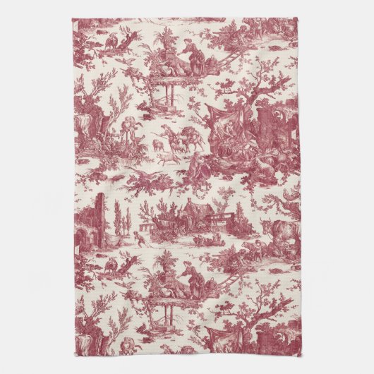 Rustisch Boerderij Frans Toile-Red & Tan Theedoek (Verticaal)