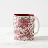  Rustisch Boerderij Frans Toile-Red & Tan Tweekleurige Koffiemok (Voorkant rechts)