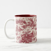 Rustisch Boerderij Frans Toile-Red & Tan Tweekleurige Koffiemok (Links)