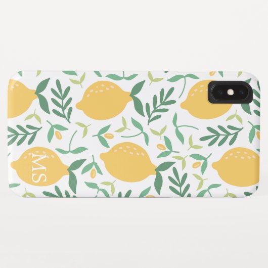 Rustisch Boerderij - Geel lemonpatroon monogram Case-Mate iPhone Case (Achterkant (horizontaal))
