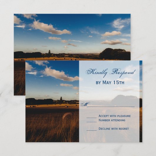 Rustisch Boerderij Hay Bales Wedding RSVP-kaarten RSVP Kaartje (Voorkant / Achterkant)