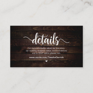 Rustisch Boerderij hout, huwelijksgegevens Informatiekaartje