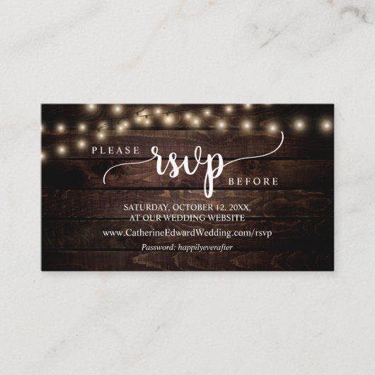 Rustisch Boerderij hout, String Lights, online RSV Informatiekaartje (Voorkant)