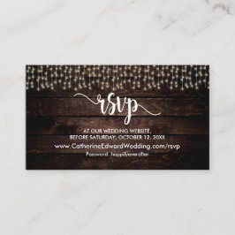 Rustisch Boerderij Hout, String Lights, RSVP reage Informatiekaartje