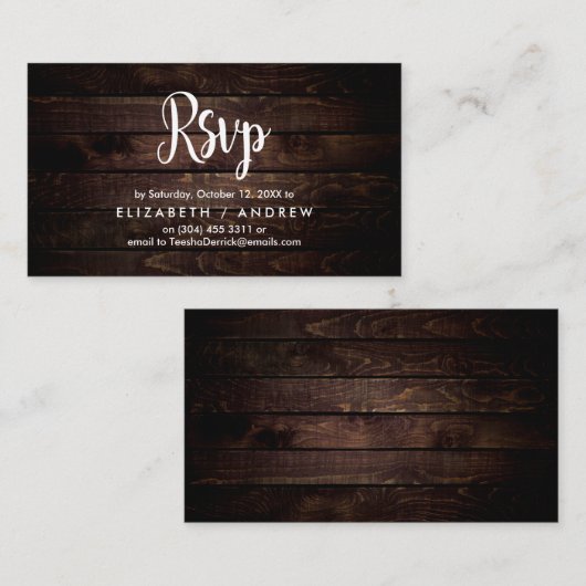 Rustisch Boerderij Hout, Witte doopvont, RSVP antw Informatiekaartje (Voorkant / Achterkant)