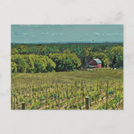 Rustisch Boerderij Landschap met Barn en Vineyard Briefkaart