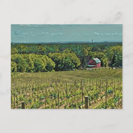 Rustisch Boerderij Landschap met Barn en Vineyard Briefkaart (Voorkant)