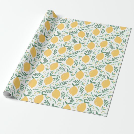 Rustisch Boerderij Lemon Pattern Cadeaupapier (Uitgerold)