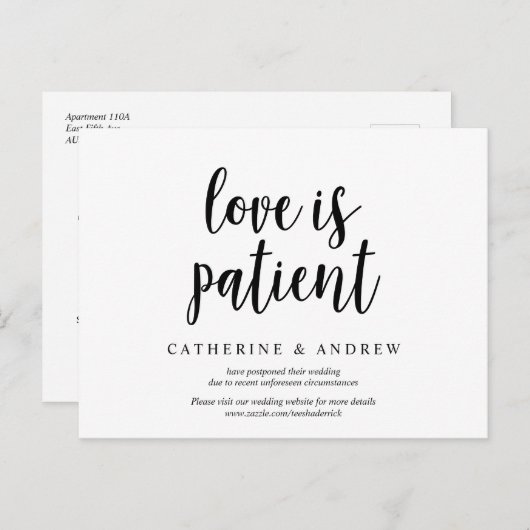 Rustisch Boerderij, liefde is geduldig, bruiloft u Briefkaart (Voorkant / Achterkant)