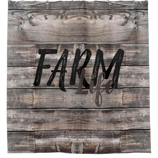 Rustisch BOERDERIJ LIFE in script Douchegordijn (Voorkant)