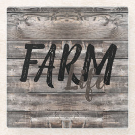Rustisch BOERDERIJ LIFE in script Glazen Onderzetter