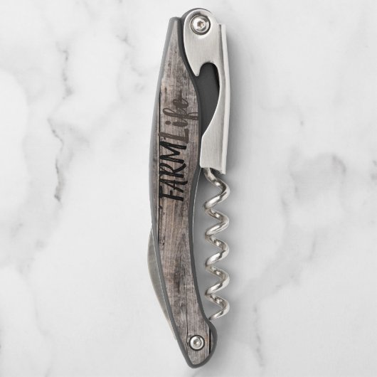 Rustisch BOERDERIJ LIFE in script Kurkentrekker (Achterkant)