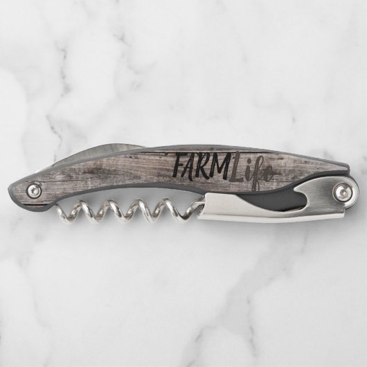 Rustisch BOERDERIJ LIFE in script Kurkentrekker (Achterkant)