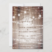 Rustisch Boerderij Light Jar  Wood Uitnodiging (Voorkant)