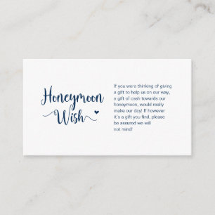 Rustisch Boerderij, Navy Blue, Honeymoon Wish Informatiekaartje